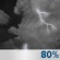 Overnight: A chance of showers and thunderstorms before 5am, then showers and thunderstorms likely. Mostly cloudy, with a low around 69. South southwest wind around 10 mph. Chance of precipitation is 80%. New rainfall amounts between a quarter and half of an inch possible. Overnight: Chance Showers And Thunderstorms